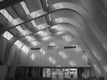 Riola Church interior, Aalto, 1966–80. Note: Riola Parish Church interior is ...