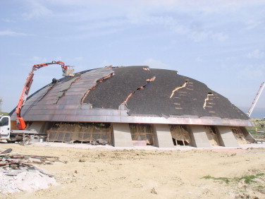 Placement of numerous copper plates on the roof.