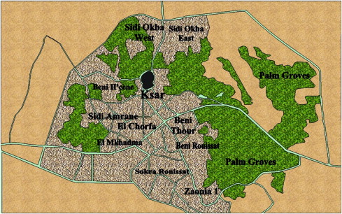 Location of the Ksar in the city of Ouargla.