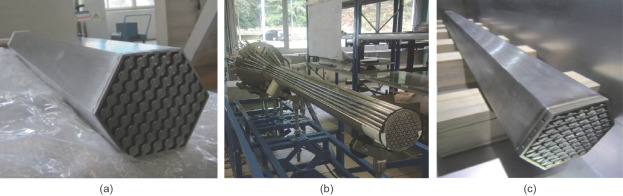 (a) Flowing test assembly; (b) heat transfer test assembly; (c) structural ...