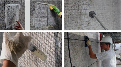 Cleaning process of the mosaic.