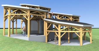 Set of a heavy skeleton made of four Portakabins.