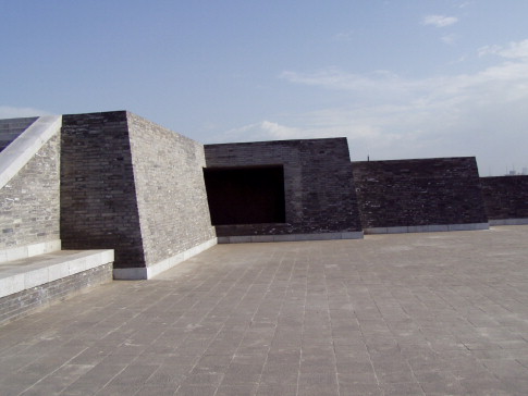 Recent picture of display window at the Qifeng Palace Site after the protection ...