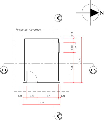 Schematic floor plan for test cells.