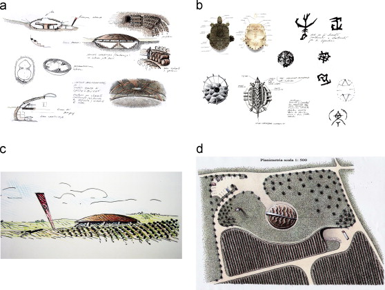 Drawings and sketches rendered by Maestro Pomodoro during the design process ...