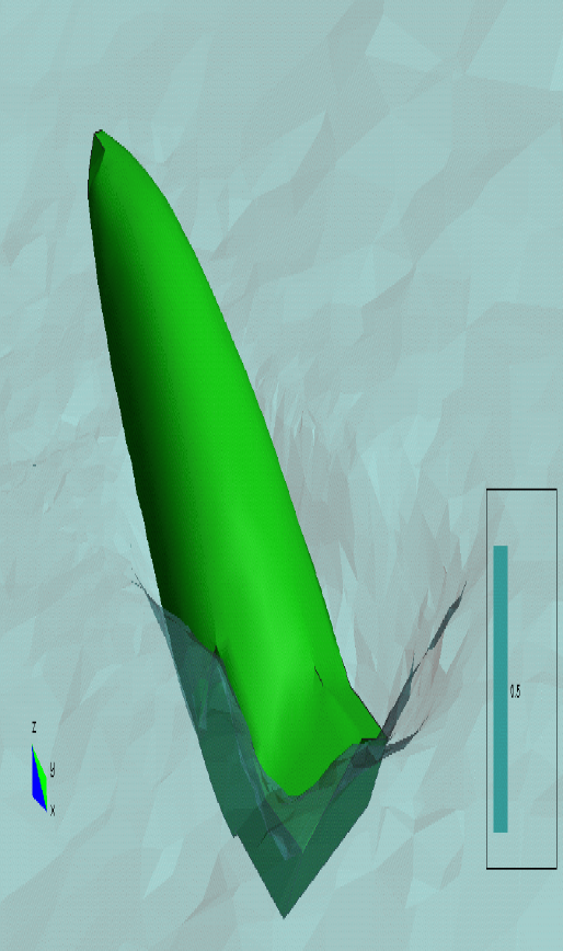 Transbordador espacial entrando en el mar.