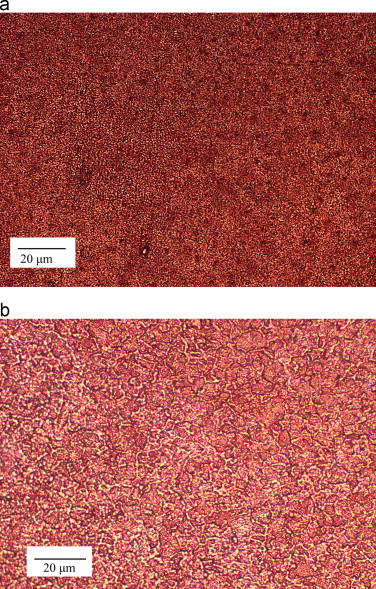 Metallographic optical pictures of the (a) as-deposited plate and the (b) plate ...