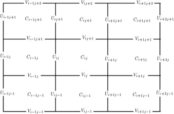 Discretization of concentration and velocity field in solution domain  [8].