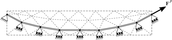 Cable de postensado embebido en viga en el espacio bidimensional