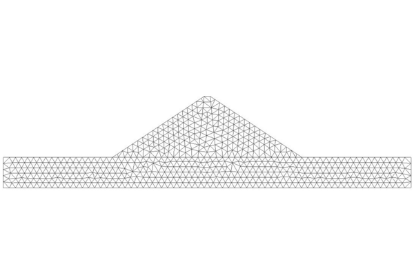 Dam mesh using triangle elements