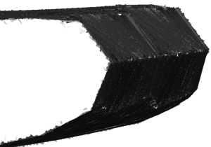 Wing leading edge resolved with distance function - For the representation five refinement steps were applied.