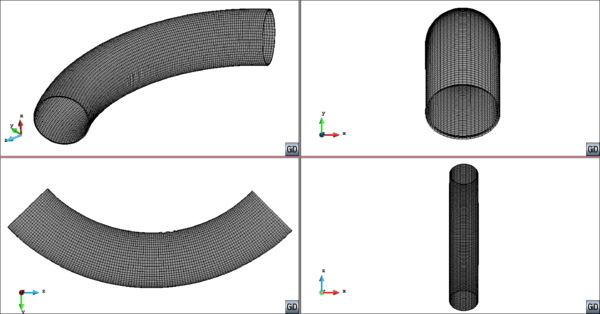 Geometry of the model with the initially imposed buckle