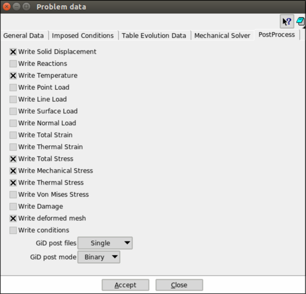 Interface menu: Postprocess.
