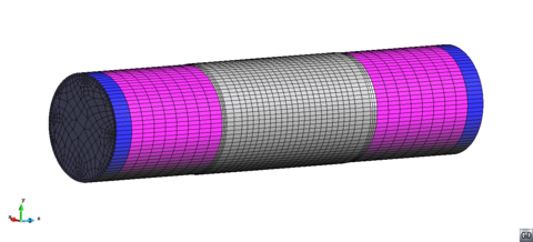Mesh of hexahedral quadratic elements