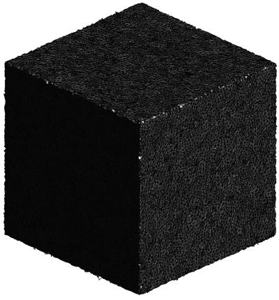 Structure cube tested with distance function - Both figures show the result of the represented structure cube - once displayed without and once with mesh edges.