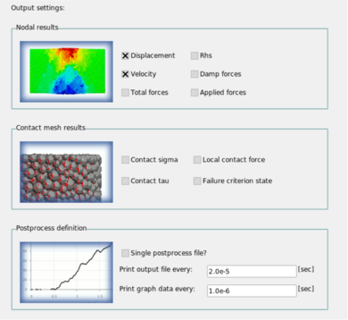 Selection of the output results in the wizard
