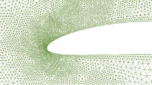 Details of the refined mesh of Figure 3 in the vecinity of the airfoil