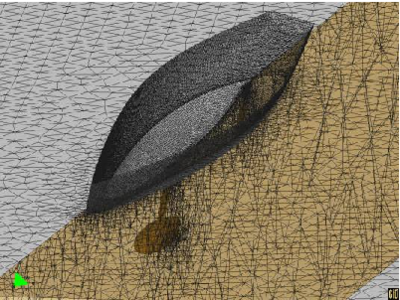 Bravo ~Espãna sail racing boat. Mesh used in the analysis.