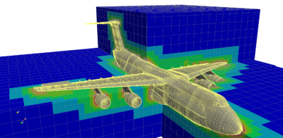 Octree mesh around a complex airplane model - The picture was taken from Zudrop in [48