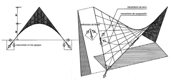 Comportamiento del paraboloide hiperbólico.