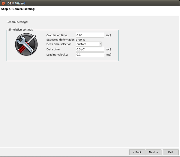 Time simulation parameters.