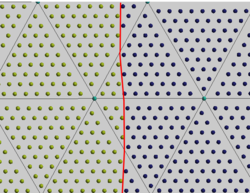 Interface detection using the particles. φ= 0  at the red line.