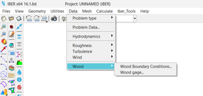 'Figure 4: Wood inlet boundary conditions and wood gauges menus'