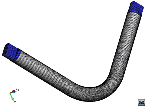 Mesh of hexahedral quadratic elements