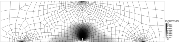 Mesh 3: 1627 4-noded elements. ξg=0.93