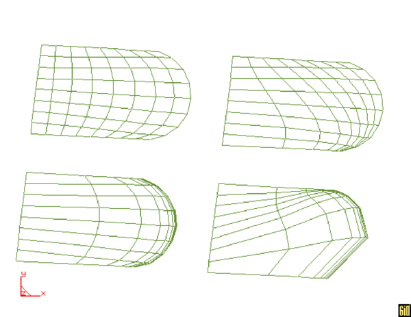 Diferentes criterios de concentración de elementos para     una misma geometría y para el mismo número de particiones.