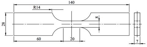 Geometry of the specimen used for calibration