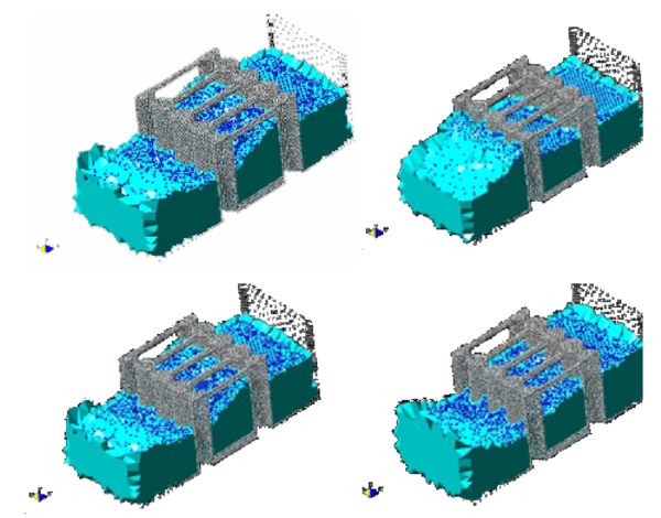 Interaction of a wave with a vertical pier formed by   reinforced concrete cylinders.