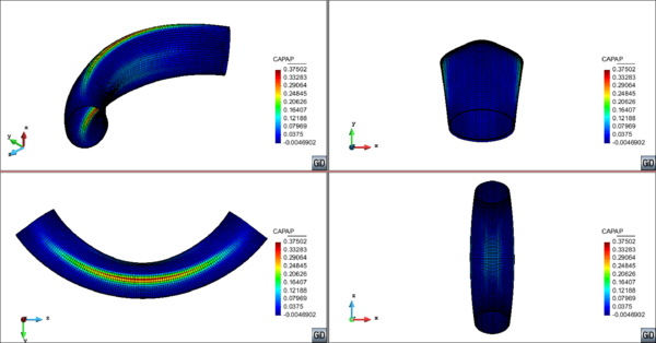 Distribution of the plastic internal variable of the model on the deformed shape (x2)