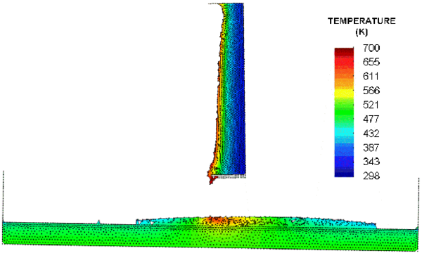 Thermoplastic object dripping into tilted catch plate at t = 600 s
