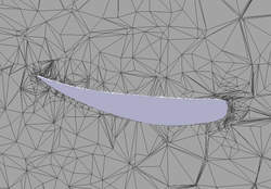 Fluid mesh with and without local refinement - A cut through the fluid mesh is illustrated in which the influence of the local refinement (right) to the fluid compared to using no refinement (left) can be observed.