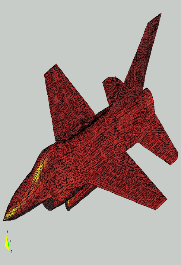 Malla de un avión caza F16.