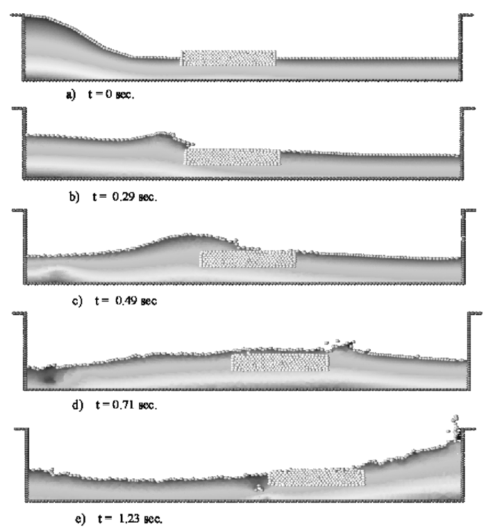 Floating wood piece hit by a wave