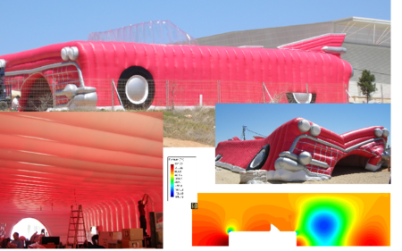 Cadillac style exhibition pavilion built by assembly of low pressure analysis   tubes. Geometry and results of the aerodynamic analysis