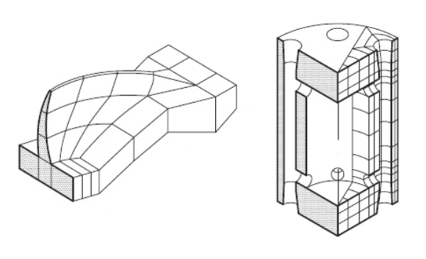 Structures which require a 3D analysis: a) Double arch dam including foundation effects. b) Pressure vessel. Imagen taken from [12