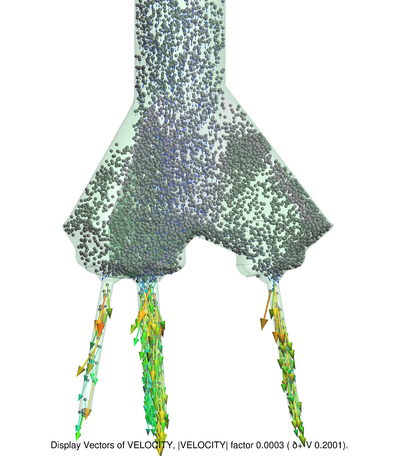 Standard case at t = 2x10⁻¹ s ; 1.004x104 spheres in the domain at t = 2x10⁻¹ s