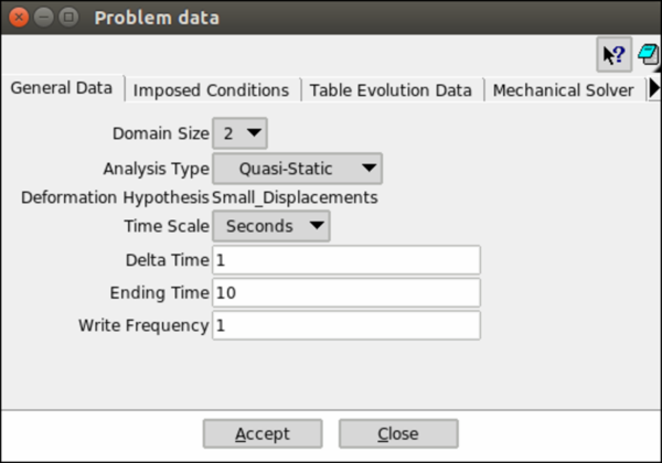 Interface menu: General Data.