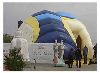 Front view of the inflated Gaudi Institute Exhibition pavilion