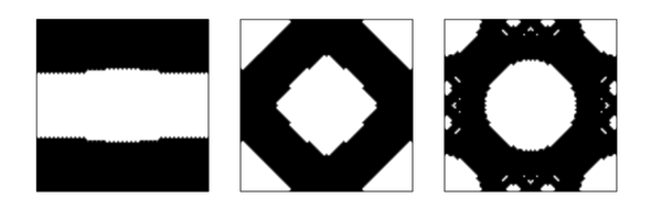 Horizontal, Shear and Bulk stress-state optimal RVE topologies