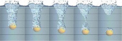 Water entry of a nylon sphere: comparison between experimental and numerical results.