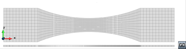 Finite element mesh of quadratic hexahedral elements