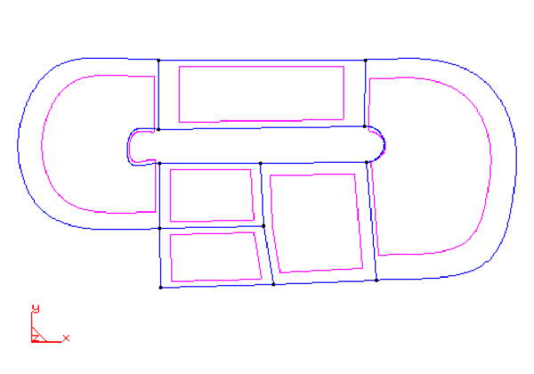 Ejemplo de configuración de superficies en el que no     puede conseguirse la coherencia en el número de particiones en     lados.