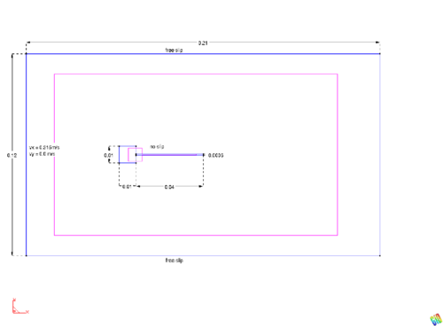 Flexible plate behind a square bluff body - view of     the domain