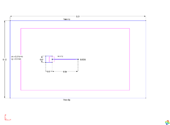 Flexible plate behind a square bluff body - view of     the domain