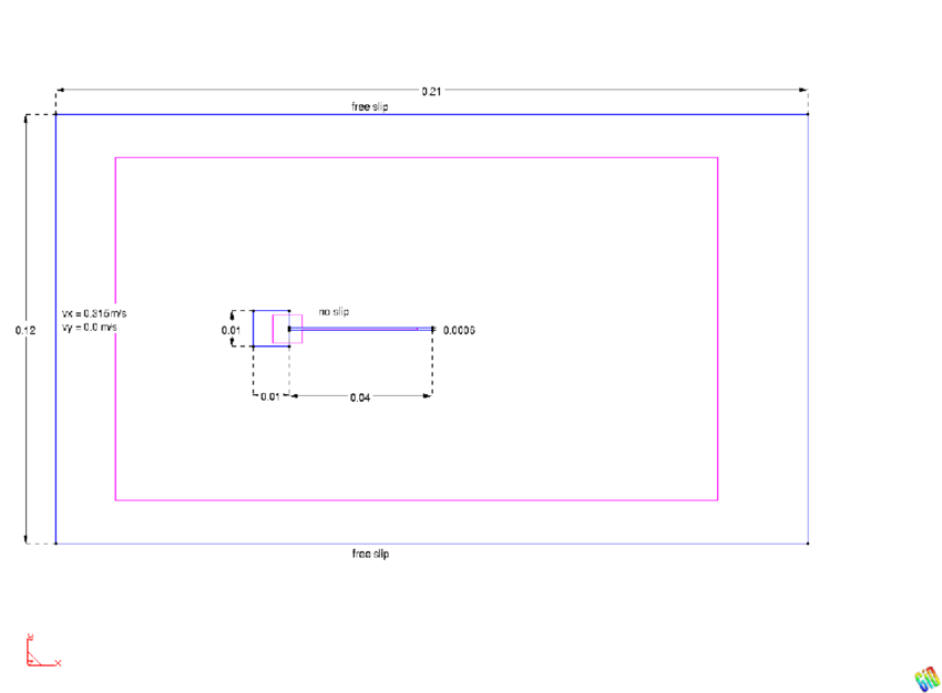 Flexible plate behind a square bluff body - view of     the domain