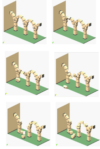 Failure of an arch   formed by  stone blocks under seismic loading